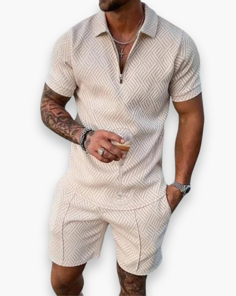 Daniel Men's Ensemble – Elegant Summer Set with Polo and Light Shorts
