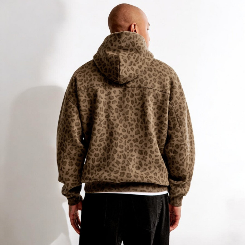 Andrew Herren-Kapuzenpullover – lockere Freizeitpassform & modernes Leopardenmuster