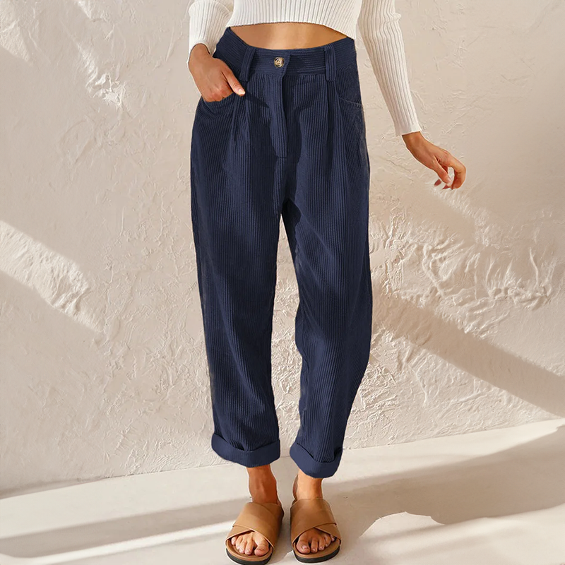 Lisette Women's Corduroy Pants – Comfortable High Waist & Wide Legs Casual Look