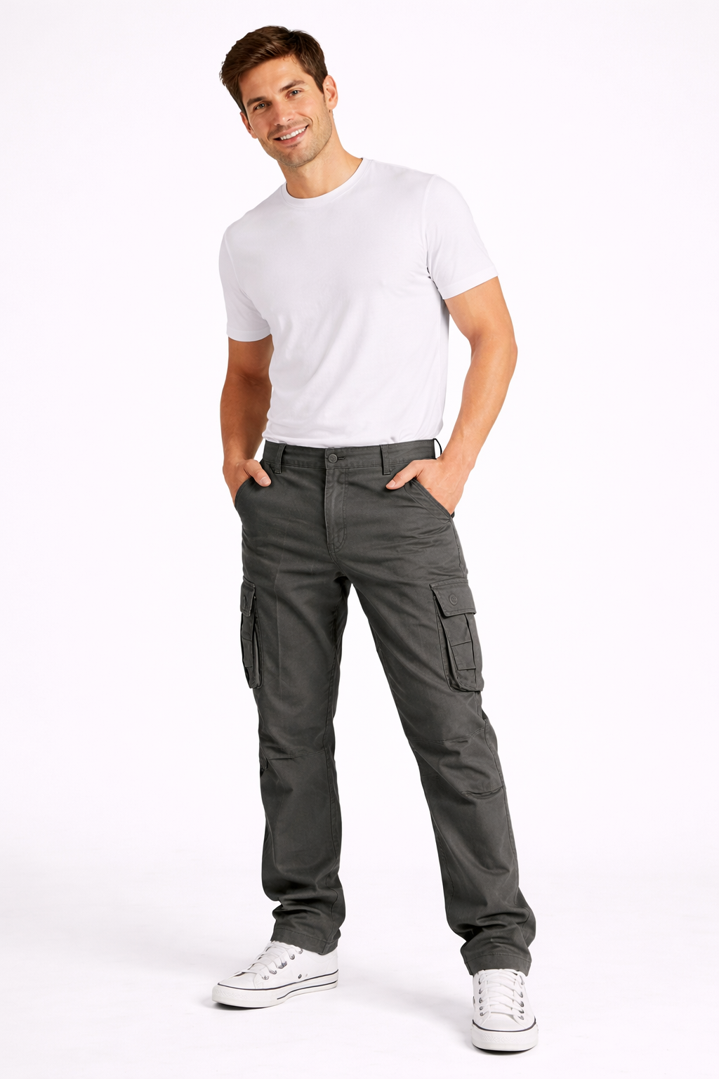 Mane Herren Cargo Hose mit geradem Schnitt – atmungsaktive Baumwolle, praktische Taschen & Workwear-Stil