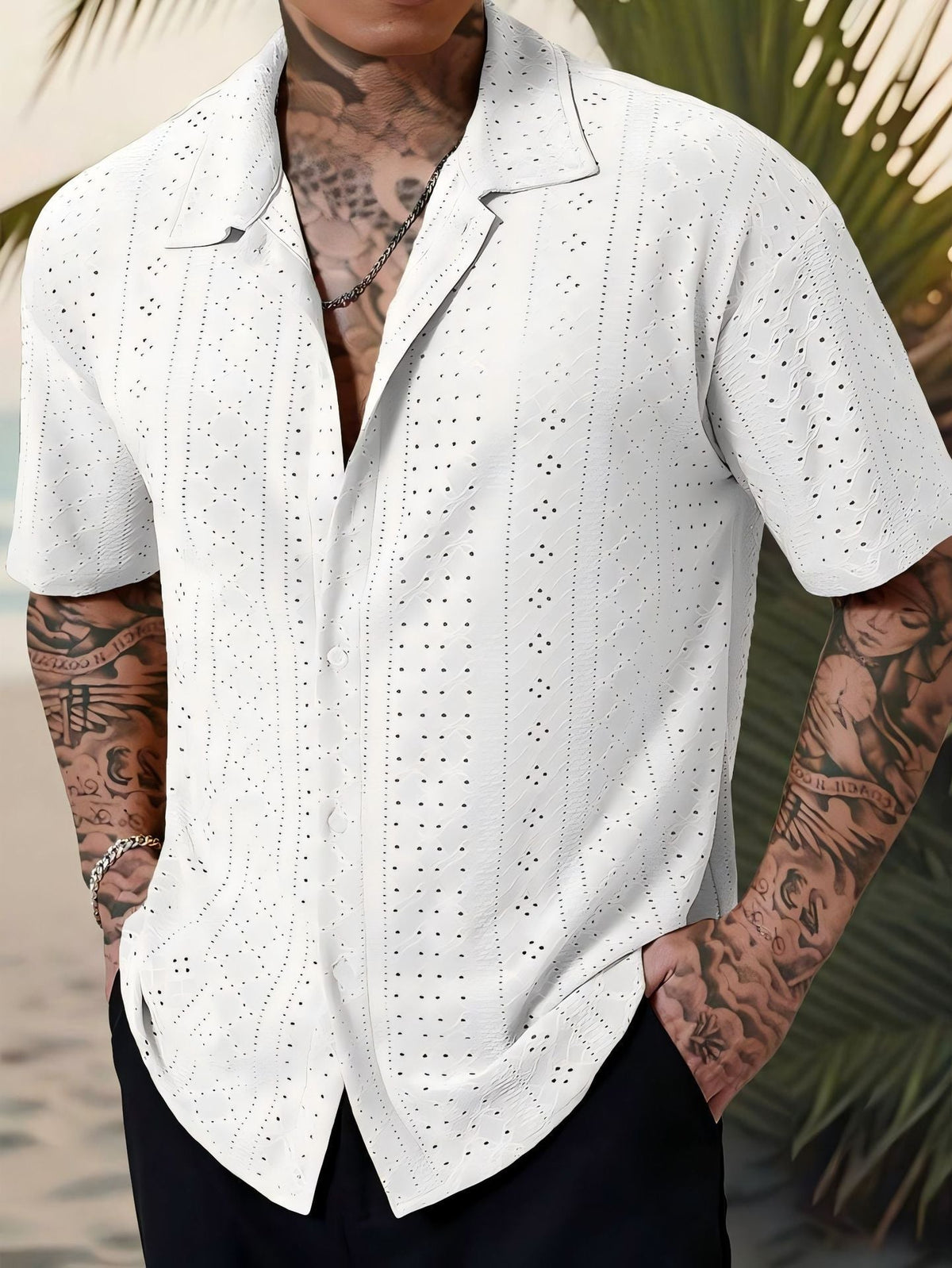Marjhun Herrenhemd – Elegantes & bequemes strukturiertes Button-Down-Hemd für einen legeren Look