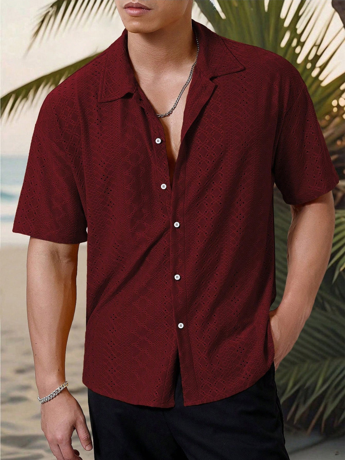 Marjhun Herrenhemd – Elegantes & bequemes strukturiertes Button-Down-Hemd für einen legeren Look