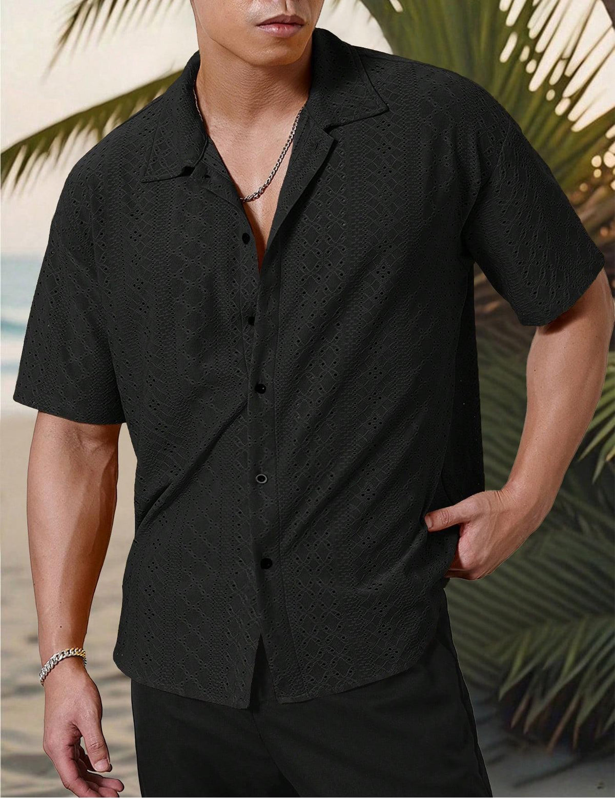 Marjhun Herrenhemd – Elegantes & bequemes strukturiertes Button-Down-Hemd für einen legeren Look