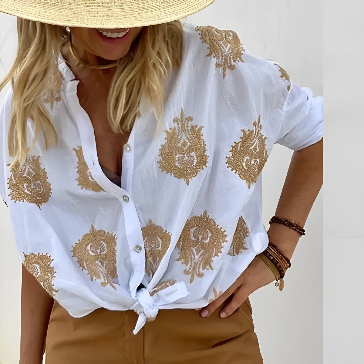 Bohemisk Blus Dam Agnes – Lätt Sommartopp med Avslappnad Passform och Feminin Boho-stil