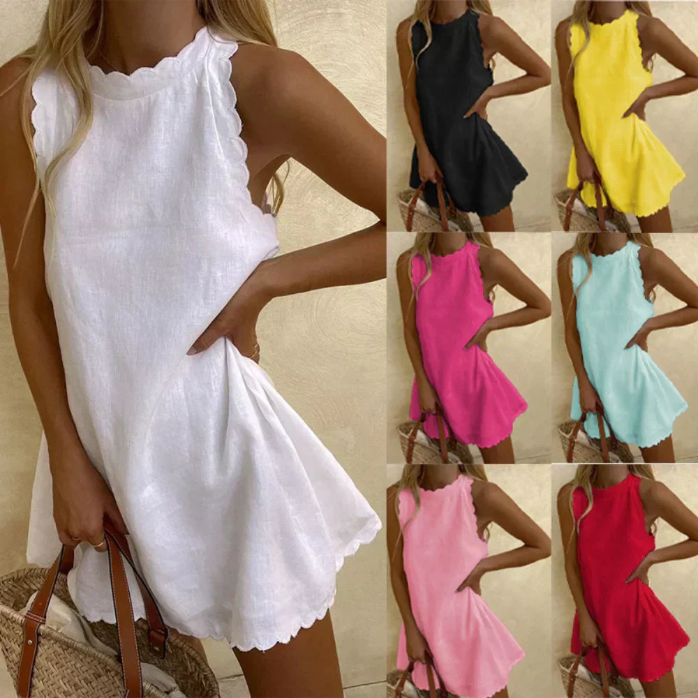Odalys Kort Sommarklänning Dam – Lätt Ärmlös Design för Avslappnade & Strandoutfits