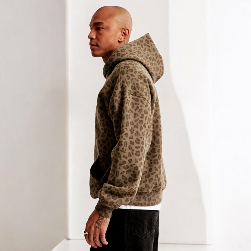 Andrew Herren-Kapuzenpullover – lockere Freizeitpassform & modernes Leopardenmuster