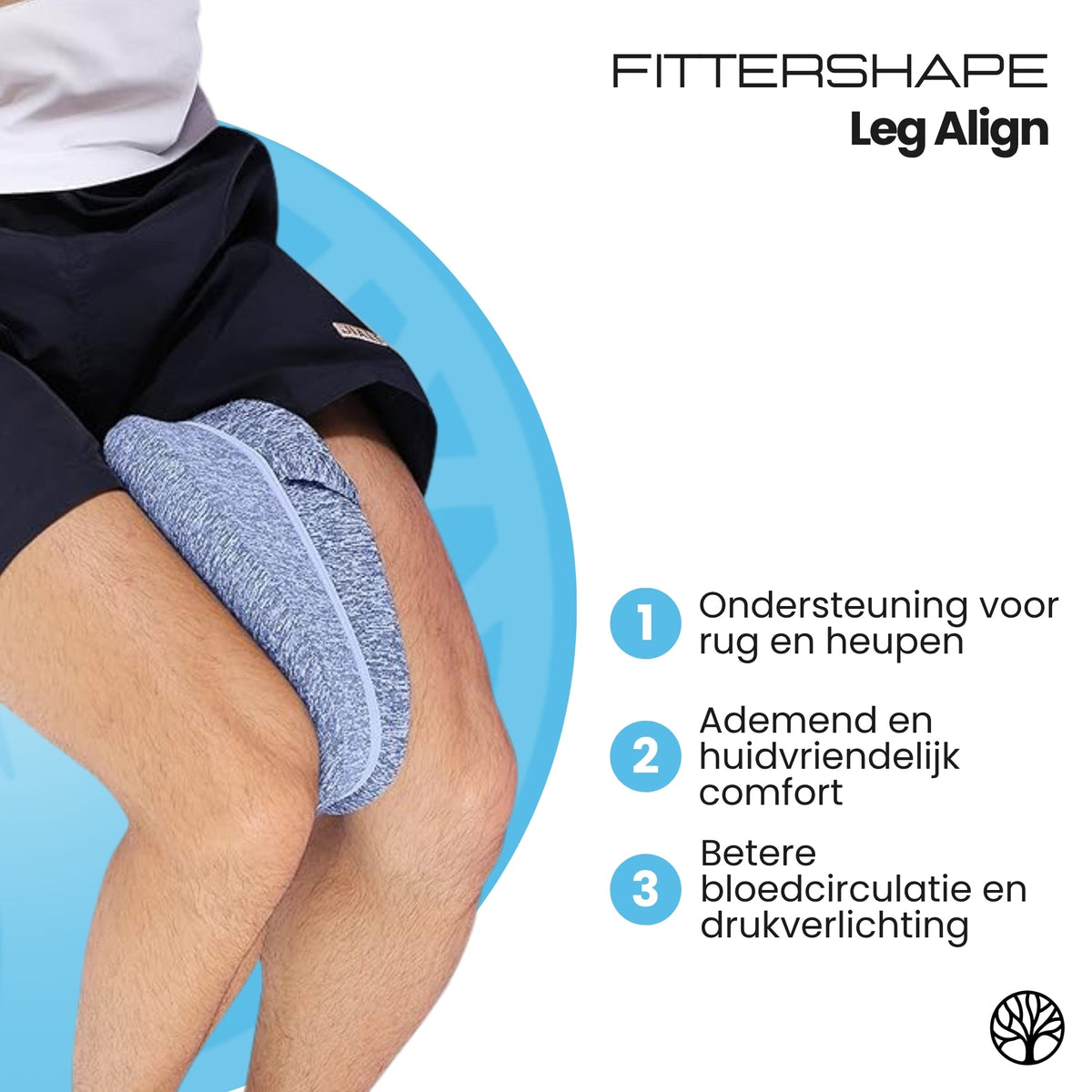 Knäkudde i memory foam som stöttar benriktning under sömnen