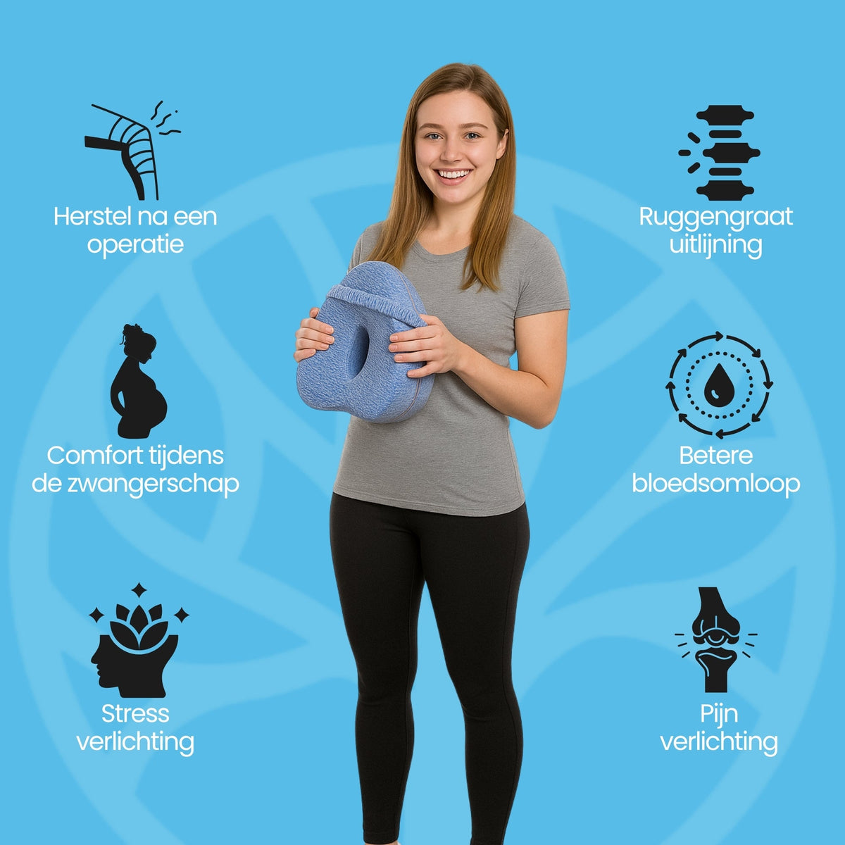 Korrekt benriktning med Alinia ergonomisk knäkudde