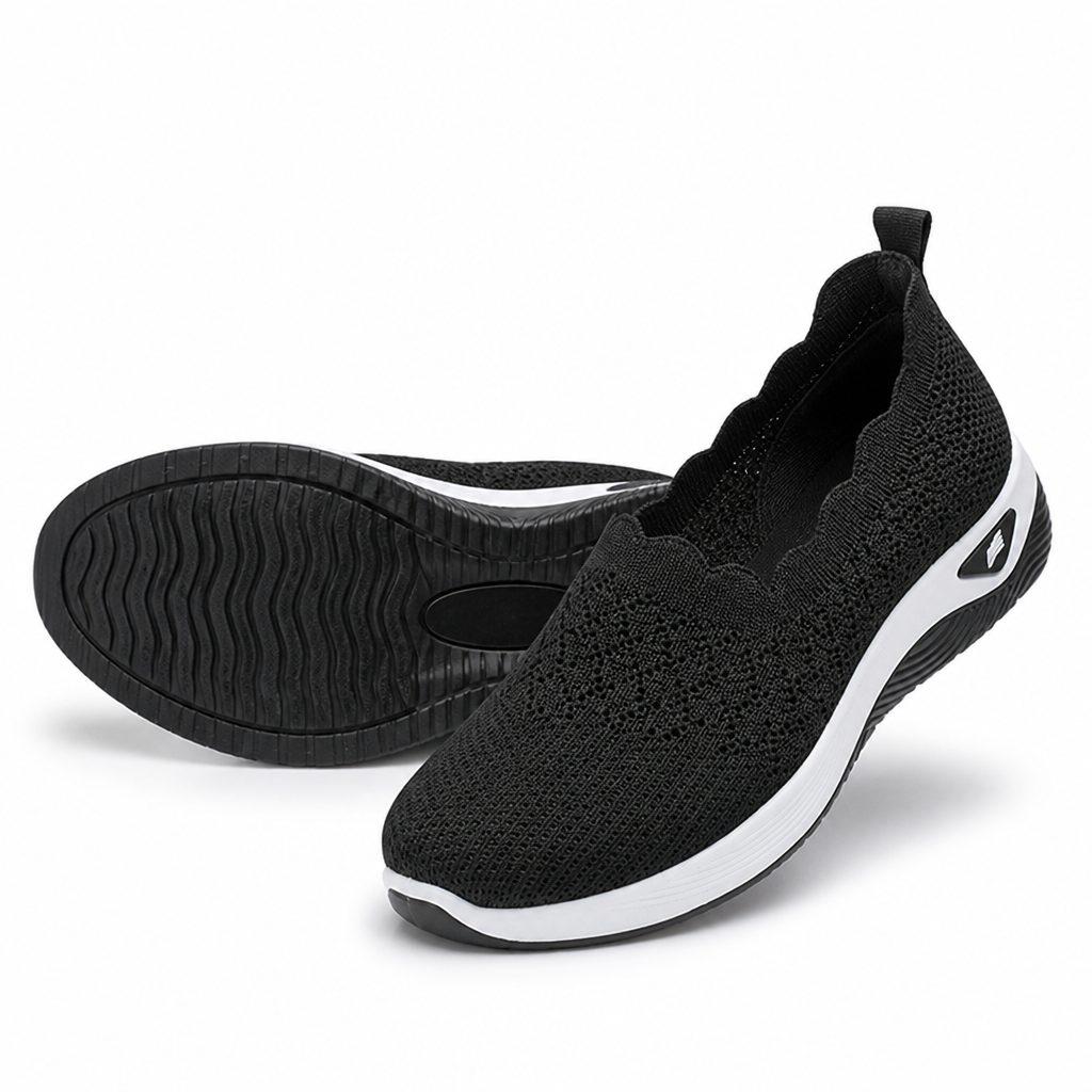 Briella bruna dam-sneakers visade framifrån med tydlig slip-on-design