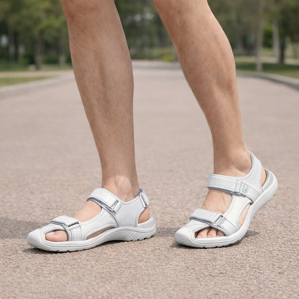 Närbild på mjuk innersula i Arvid herrsandaler för optimal dämpning