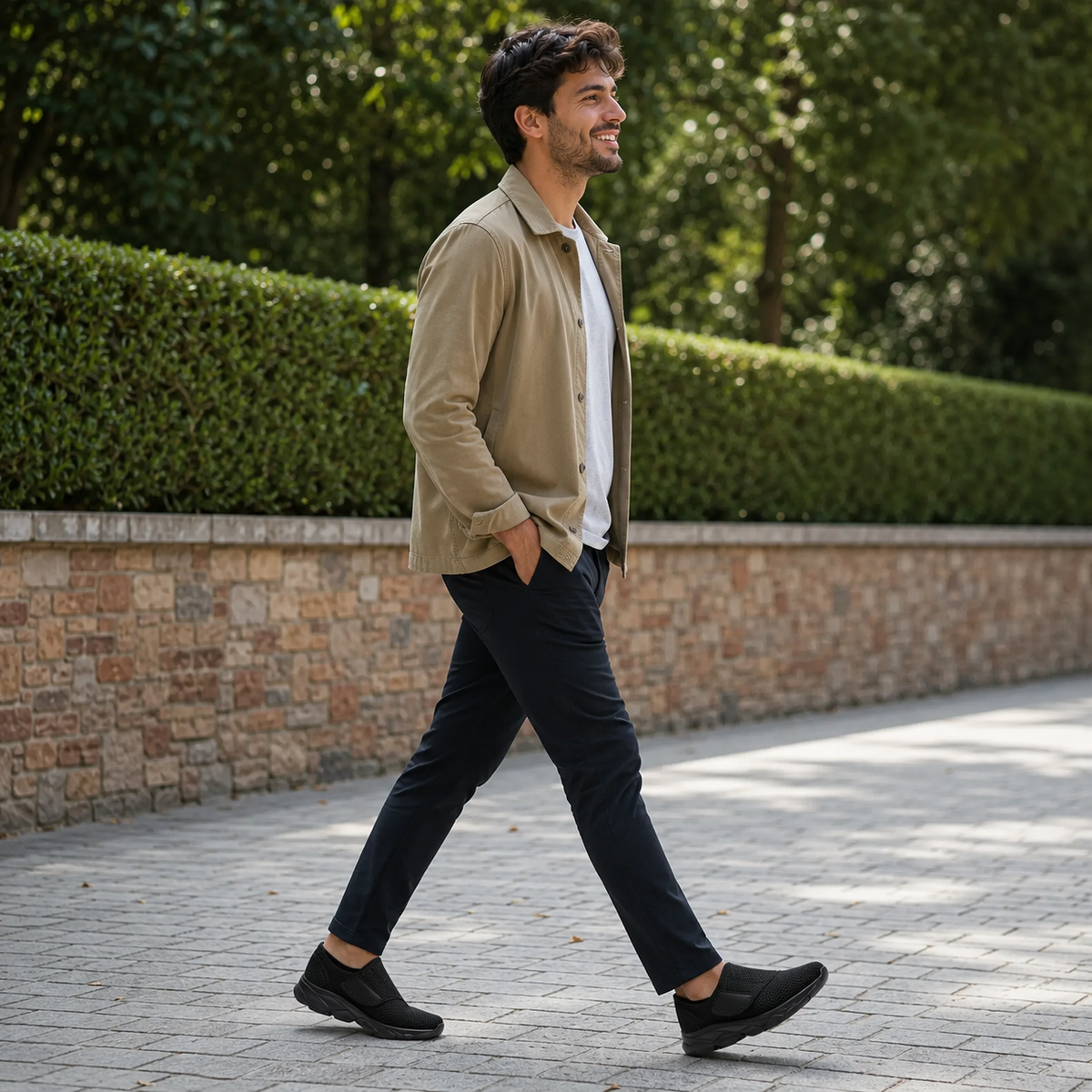 Ortopedisk promenadsko i beige – sidovy