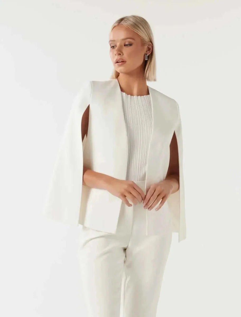 Vera dam cape blazer i strukturtyg med öppen frontdesign