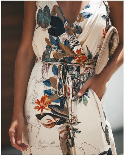 Jumpsuit Dame Blume – Sommer-Outfit aus Baumwolle mit Blumendruck, verstellbaren Trägern und bequemer Passform