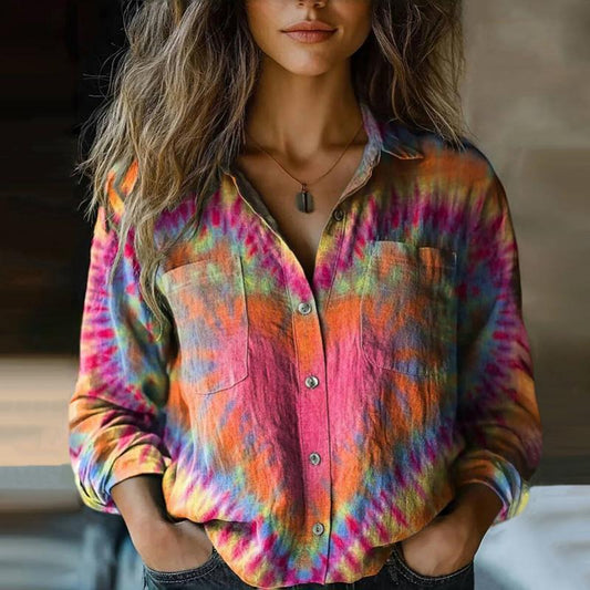Vanya Bluse Damen – Vintage Chic Bluse mit farbenfrohem Print & bequemem, lockerem Schnitt