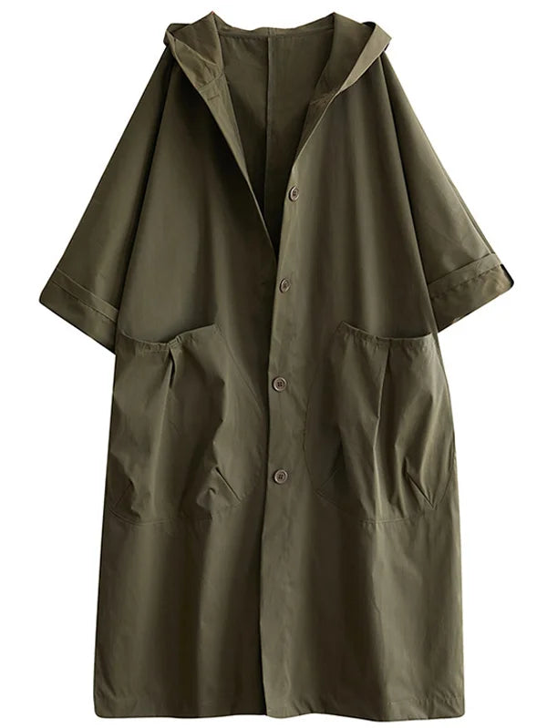 Selena Trenchcoat Damen – Langer Jacke mit Kapuze & Elegantem Schnitt für Regenwetter