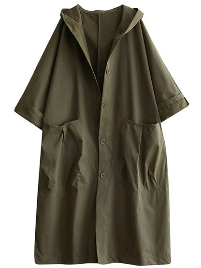 Selena Trenchcoat Damen – Langer Jacke mit Kapuze & Elegantem Schnitt für Regenwetter