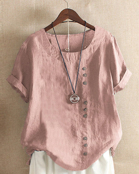 Lena Bluse Damen – Leichte Leinenbluse mit Knopfleiste & natürlichem Look