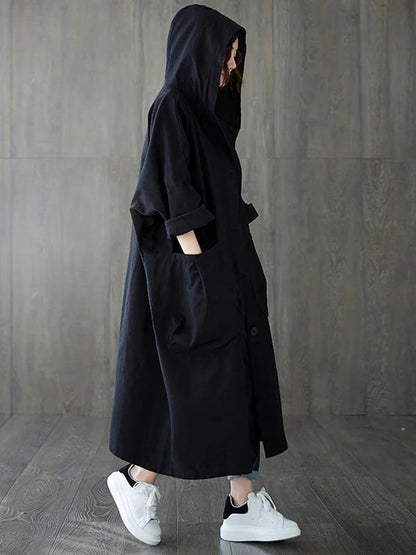 Selena Trenchcoat Damen – Langer Jacke mit Kapuze & Elegantem Schnitt für Regenwetter