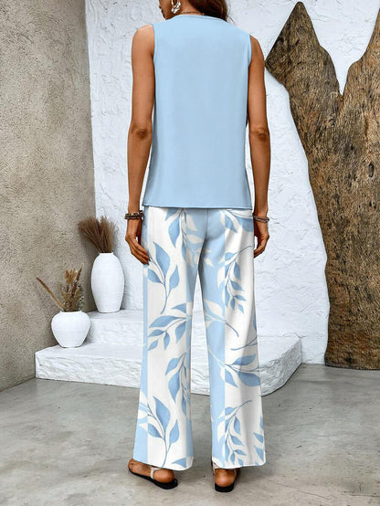 Ghislaine Women's Set – Elegant Floral Print Top & Pants with Flattering Cut and Comfort