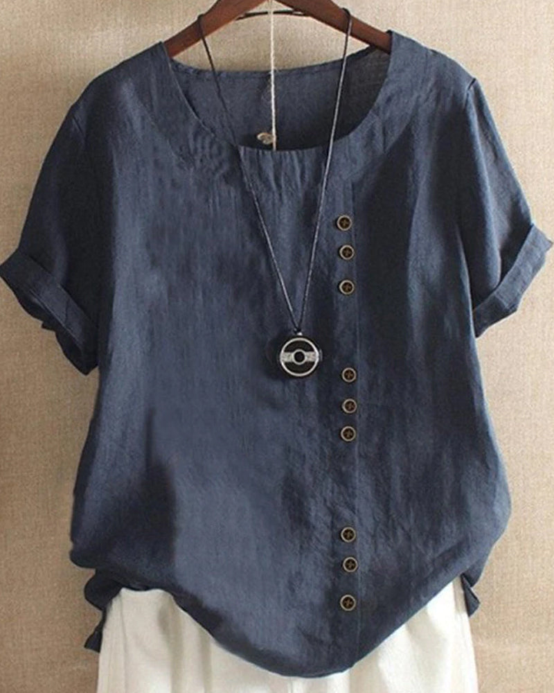 Lena Bluse Damen – Leichte Leinenbluse mit Knopfleiste & natürlichem Look