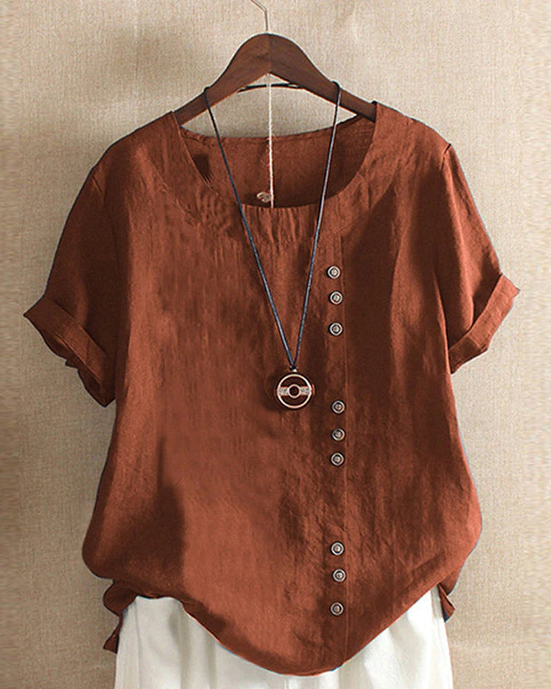 Lena Bluse Damen – Leichte Leinenbluse mit Knopfleiste & natürlichem Look