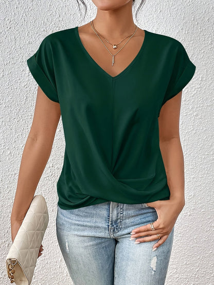 Yasmine Top – V-Ausschnitt mit Knotendetail, eleganter Fall und bequeme Passform