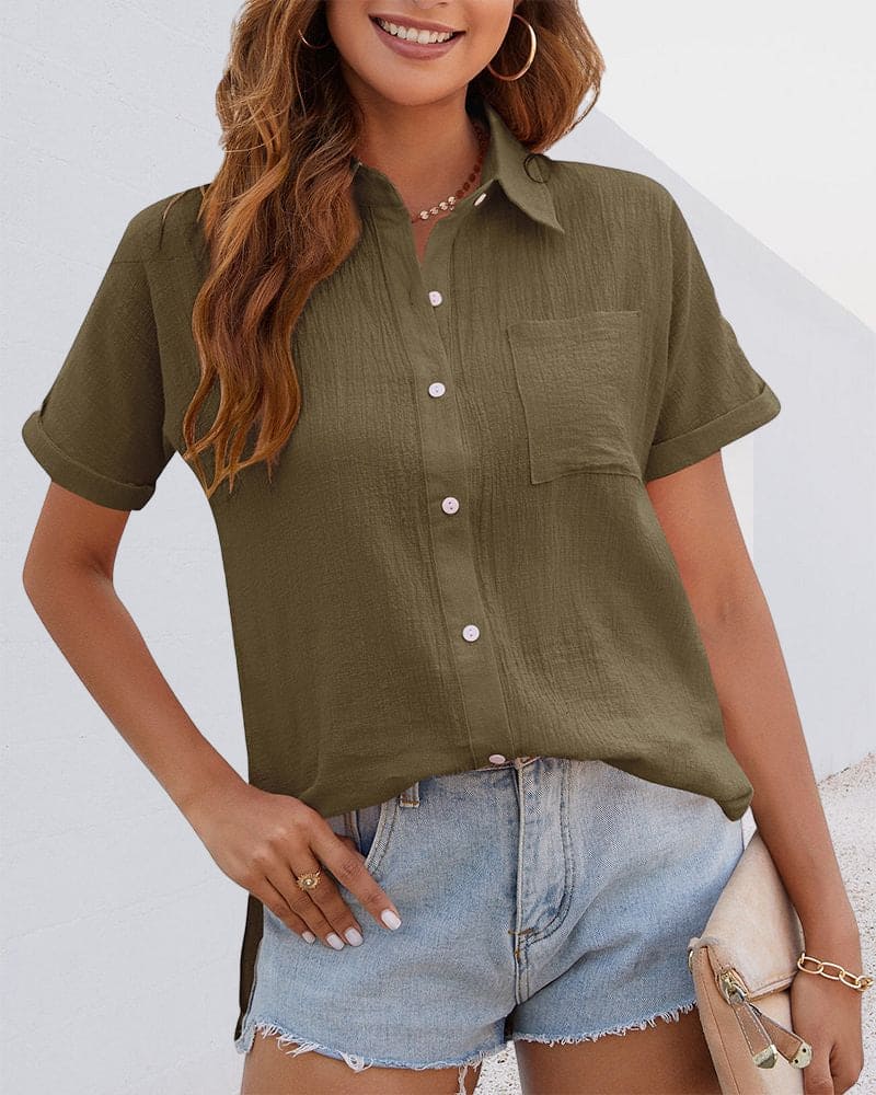 Odette Blus Dam Chic – Elegant Topp med Korta Ärmar & Modern Skärning