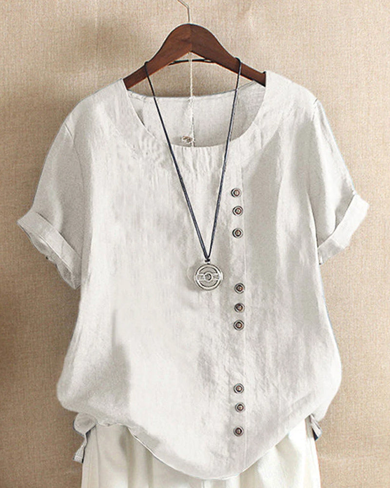 Lena Bluse Damen – Leichte Leinenbluse mit Knopfleiste & natürlichem Look