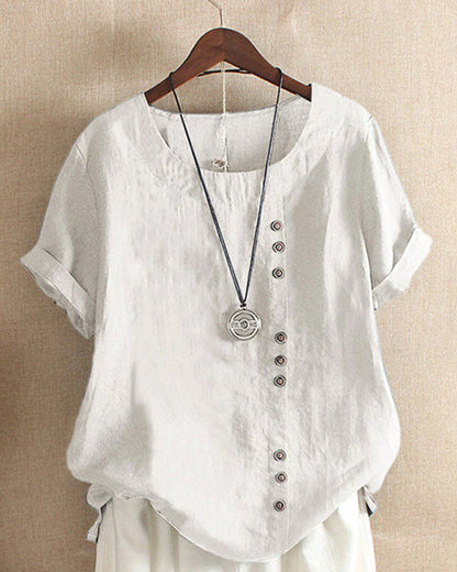 Lena Bluse Damen – Leichte Leinenbluse mit Knopfleiste & natürlichem Look
