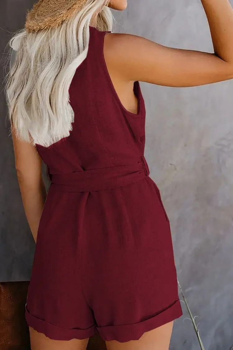 Nina Chic Kurzer Jumpsuit Damen – Eleganter Kurzer Jumpsuit mit Taschen & Bequemer Passform
