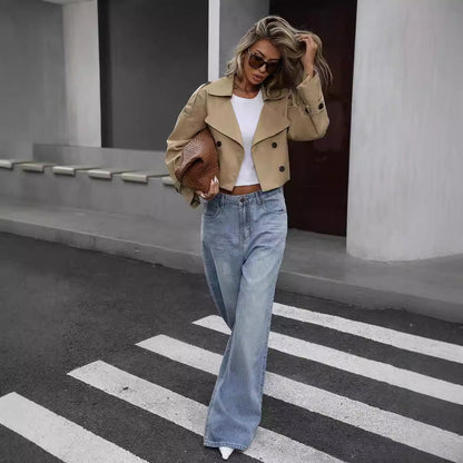 Selah Kort Trenchcoat Dam – Chic Kappa med Bälte i Midjan & Elegant Mellansäsongskärning