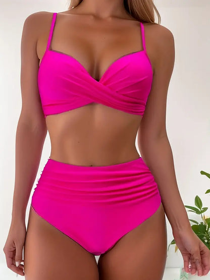 Bikini-Set für Damen Cea – Tropischer V-Ausschnitt Badeanzug mit hoher Taille und schmeichelhaftem Schnitt