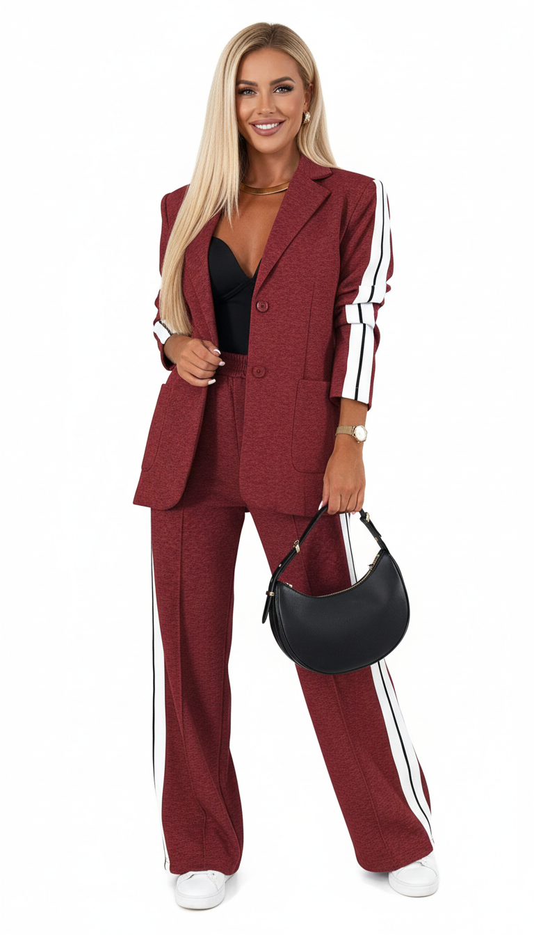 Aila Athleisure Set Damen Emora Nova – Bequemer gestreifter Trainingsanzug aus Baumwollmischung