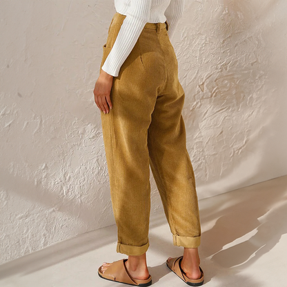 Lisette Women's Corduroy Pants – Comfortable High Waist & Wide Legs Casual Look