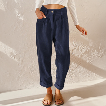 Lisette Women's Corduroy Pants – Comfortable High Waist & Wide Legs Casual Look