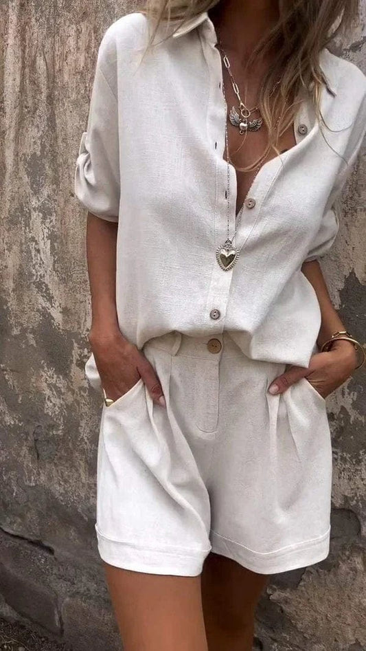 Lyca Sommer-Ensemble für Damen – Lässiges Set aus leichtem und bequemem Leinen für heiße Tage