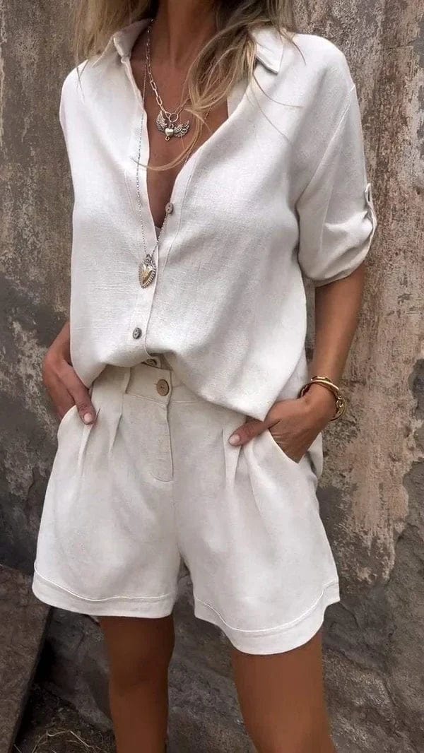 Lyca Sommer-Ensemble für Damen – Lässiges Set aus leichtem und bequemem Leinen für heiße Tage