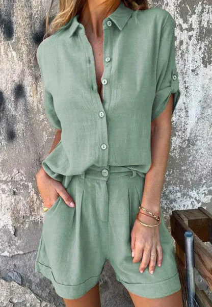 Lyca Sommer-Ensemble für Damen – Lässiges Set aus leichtem und bequemem Leinen für heiße Tage
