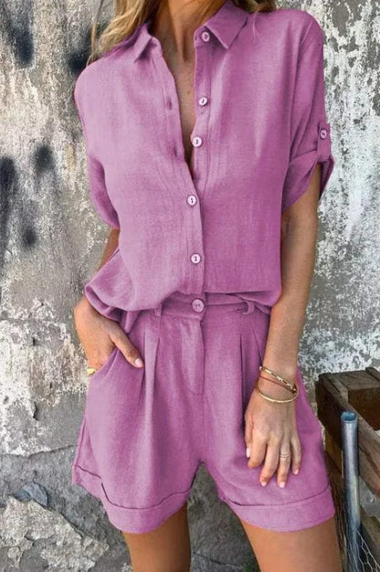 Lyca Sommer-Ensemble für Damen – Lässiges Set aus leichtem und bequemem Leinen für heiße Tage