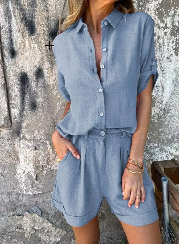Lyca Sommer-Ensemble für Damen – Lässiges Set aus leichtem und bequemem Leinen für heiße Tage