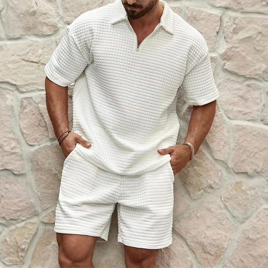 Silas Lyxset Herren – Atmungsaktives Baumwoll-Polo & passende Shorts, Sommerkomfort