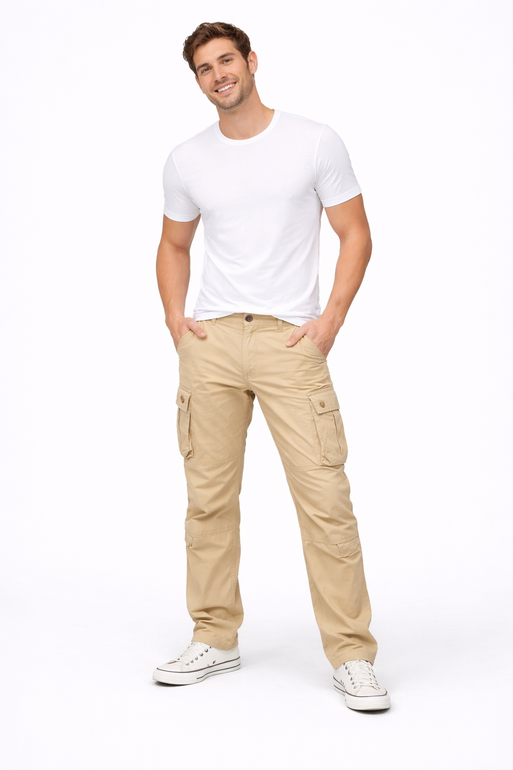 Mane Herren Cargo Hose mit geradem Schnitt – atmungsaktive Baumwolle, praktische Taschen & Workwear-Stil