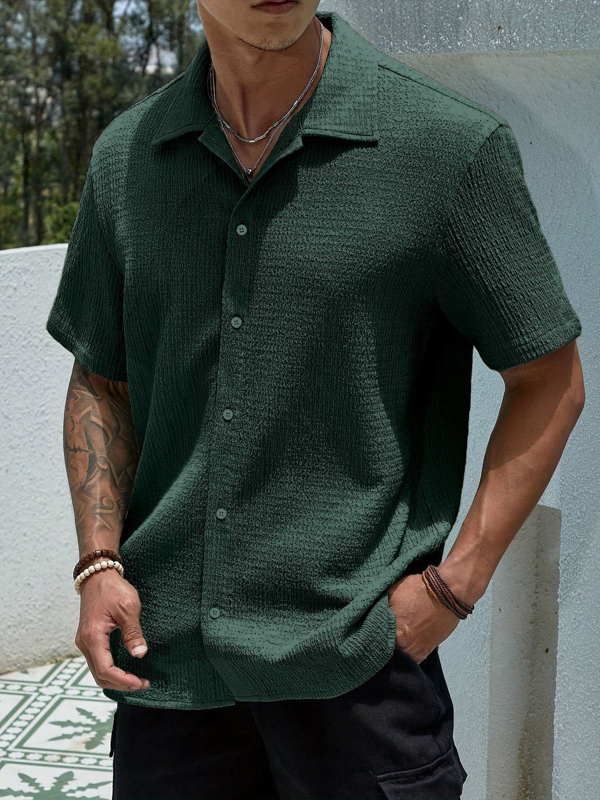 Marjhun Men's Shirt – Elegant & Comfortable Textured Button-Down Shirt for a Casual Look