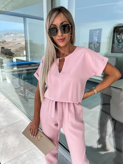 Tessa Elegant Jumpsuit Dam – Chic Kortärmad Outfit för Sommar & Avslappnade Tillfällen