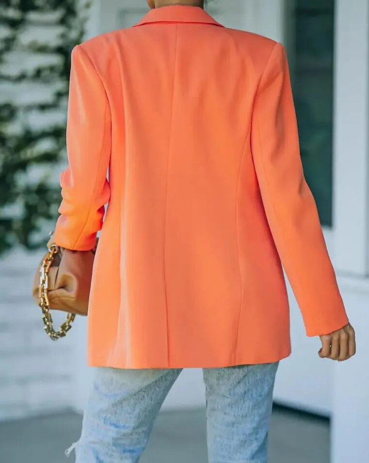 Raine Blazer Damen – Oversize-Schnitt, Einzelner Knopfverschluss, Stehkragen – Maßgeschneiderte Eleganz für Büro & Abende