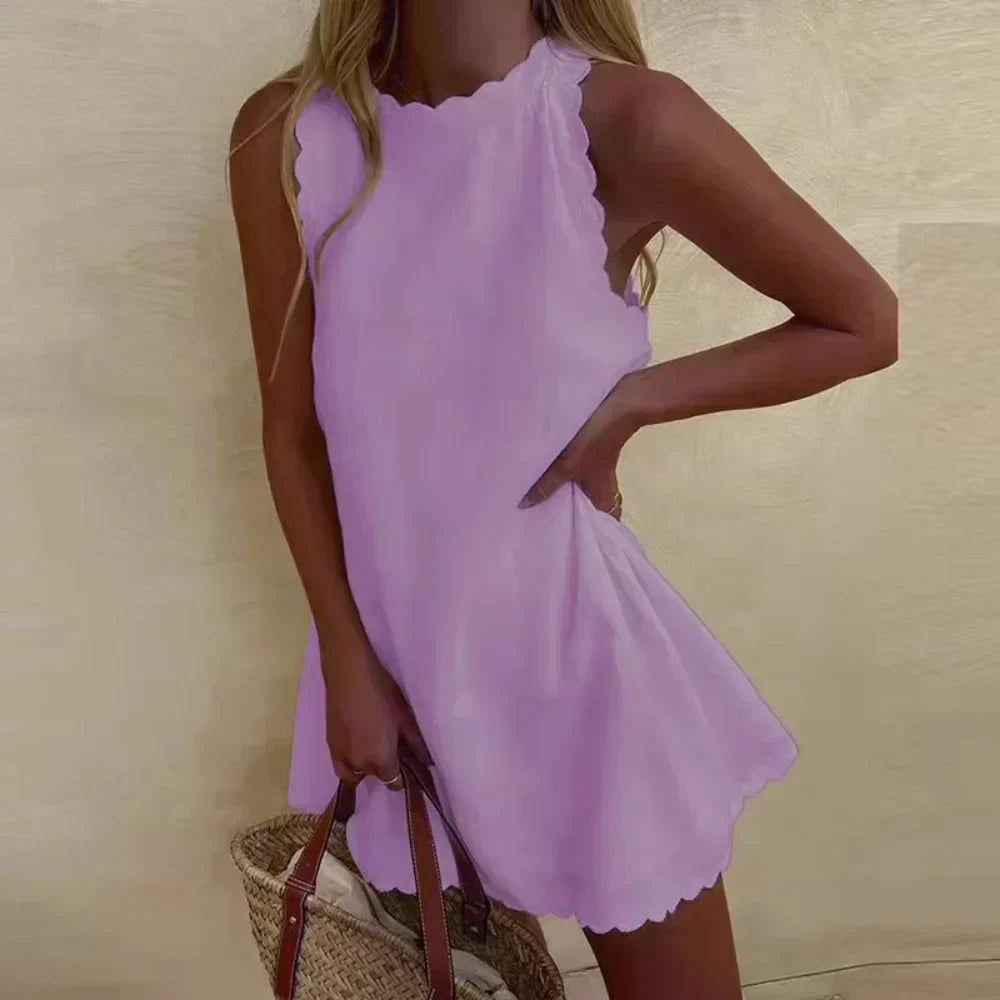 Odalys Kort Sommarklänning Dam – Lätt Ärmlös Design för Avslappnade & Strandoutfits