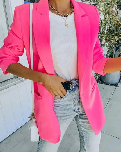 Raine Blazer Damen – Oversize-Schnitt, Einzelner Knopfverschluss, Stehkragen – Maßgeschneiderte Eleganz für Büro & Abende