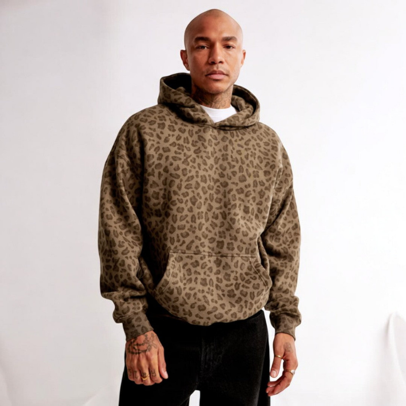 Andrew Herren-Kapuzenpullover – lockere Freizeitpassform & modernes Leopardenmuster