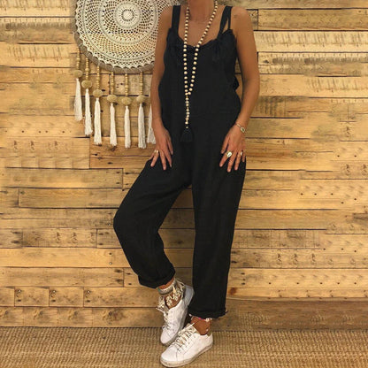 Seraphine Jumpsuit Dam – Ärmlös Bohemisk Stil, Lätt Tyg & Sommarkomfort