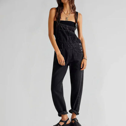 Charlotte Jeans Jumpsuit Damen – Elegant und Bequem, figurbetonter Schnitt mit Knopfleiste